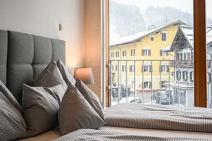 View from an apartment in Lofer with snowfall