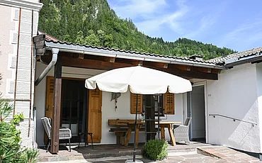 Die Terrasse des Cottage Family des Pechtlguts in Lofer