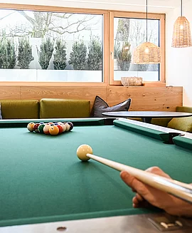 A pool table at the Pechtlgut in Lofer