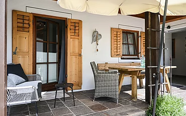 Die Terrasse des Cottage Family des Pechtlguts in Lofer