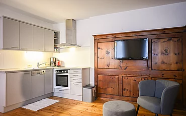 Der Wohnbereich im Cottage Family des Pechtlguts in Lofer