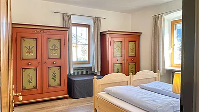 Das Schlafzimmer des Landhaus Cozy des Pechtlguts in Lofer