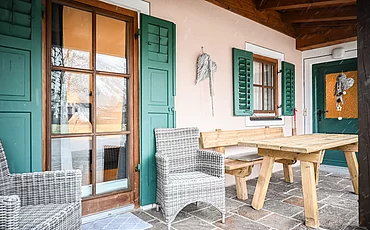 Die Terrasse des Cottage Family des Pechtlguts in Lofer