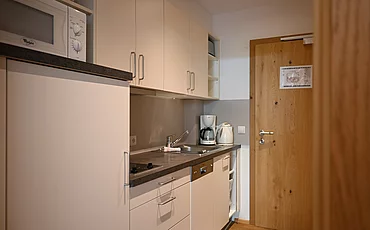 The kitchen in the main building, Studio, at the Pechtlgut in Lofer